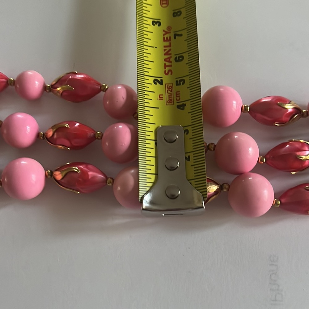 Choker Multi Strand Vintage 1950s with Round  Oblong Beads & Gold Tone Hardware - Picture 15 of 15